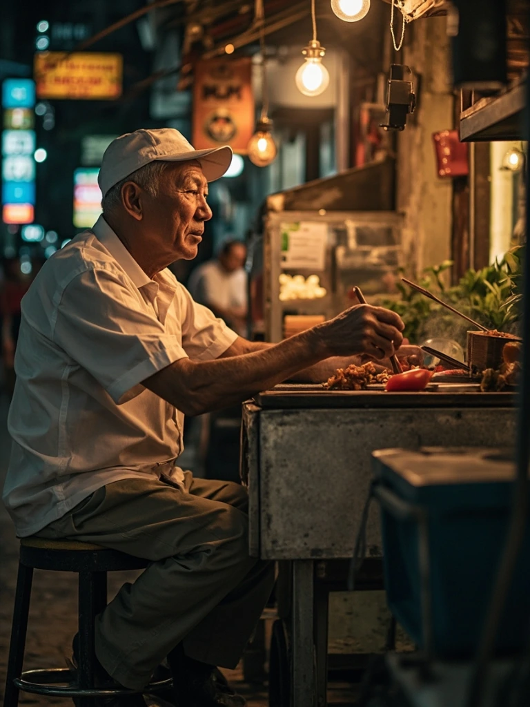 Portrait of Uncle Chen, contributor and retired hawker.